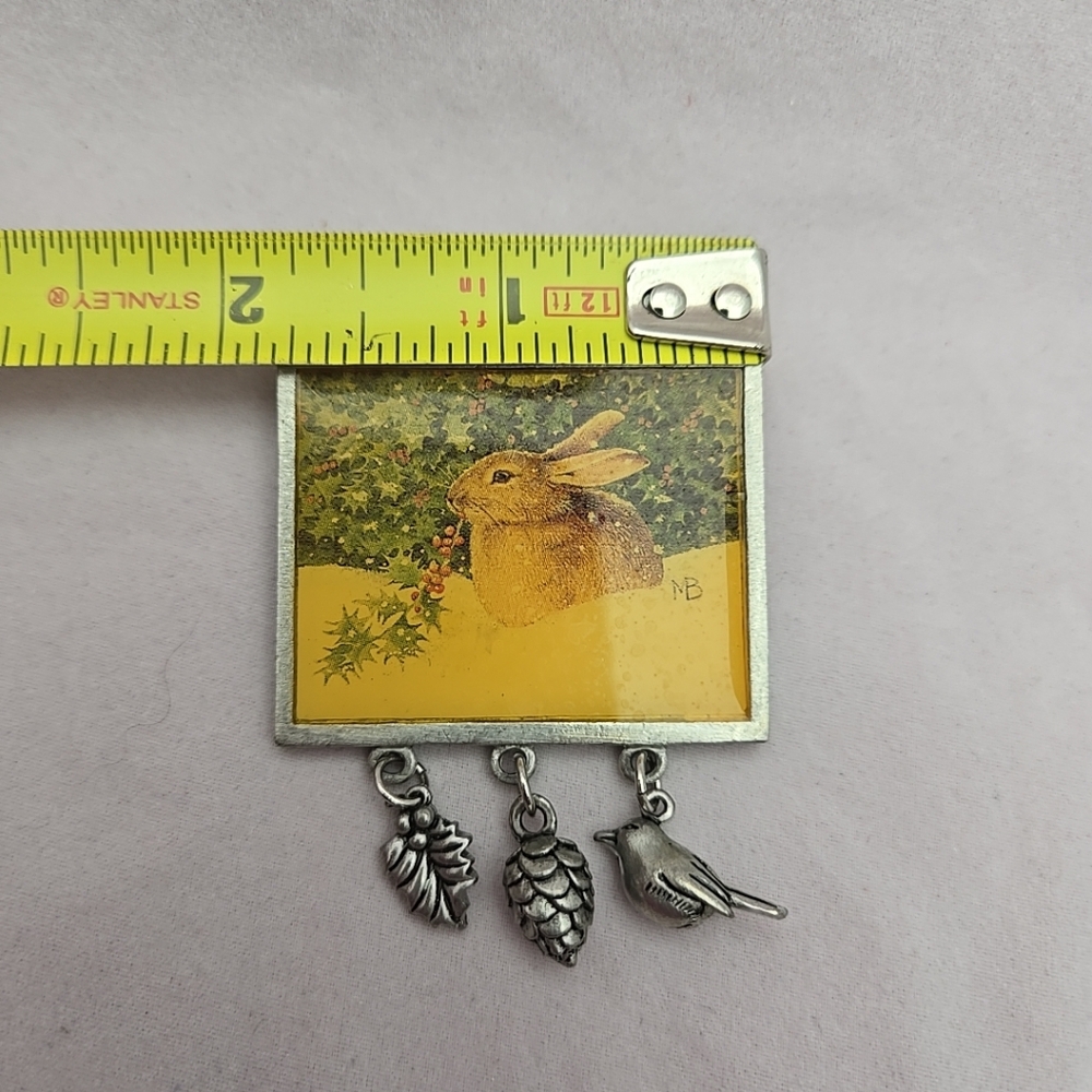 MB Silver and Yellow Rabbit Brooch - Picture 3 of 7